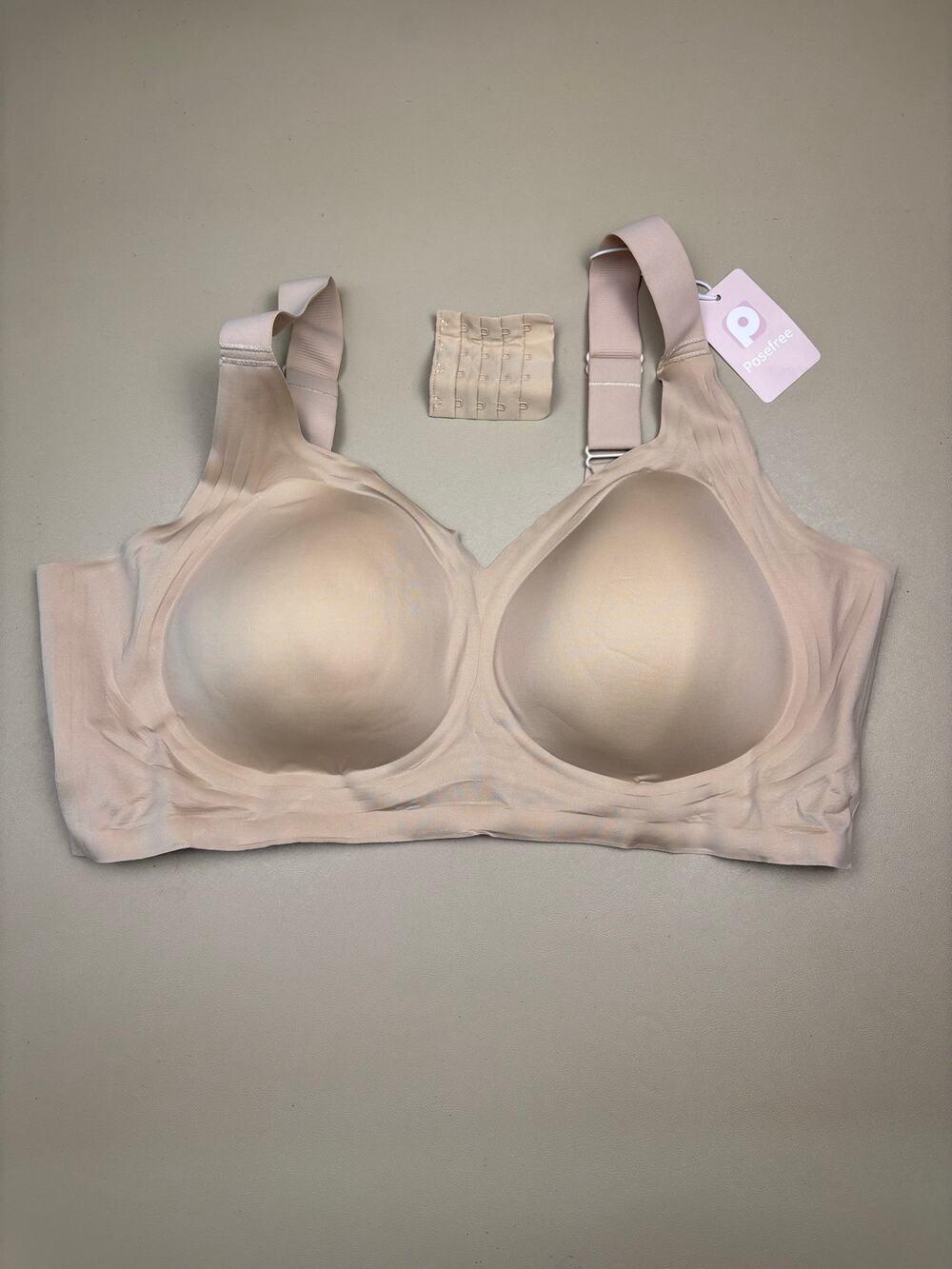 PoseFree Seamless Wireless Bra 4XL Nude Full Coverage Support Removable Pads NIB